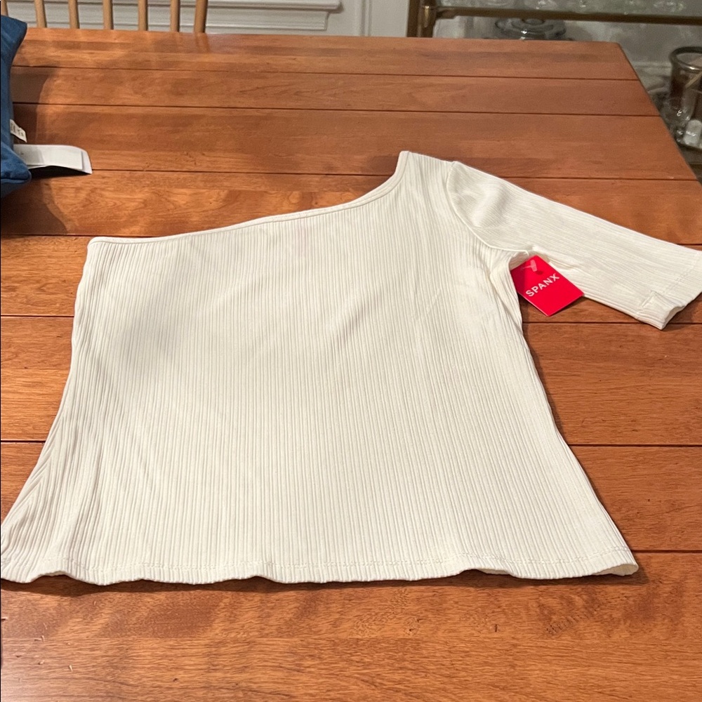SPANX Cream One-Shoulder Top
